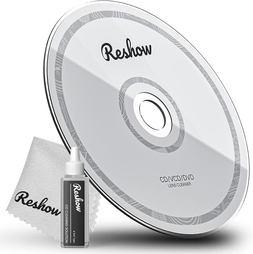 Reshow CD Cleaner Disc Kit with Cleaning Solution & Microfiber Cloth