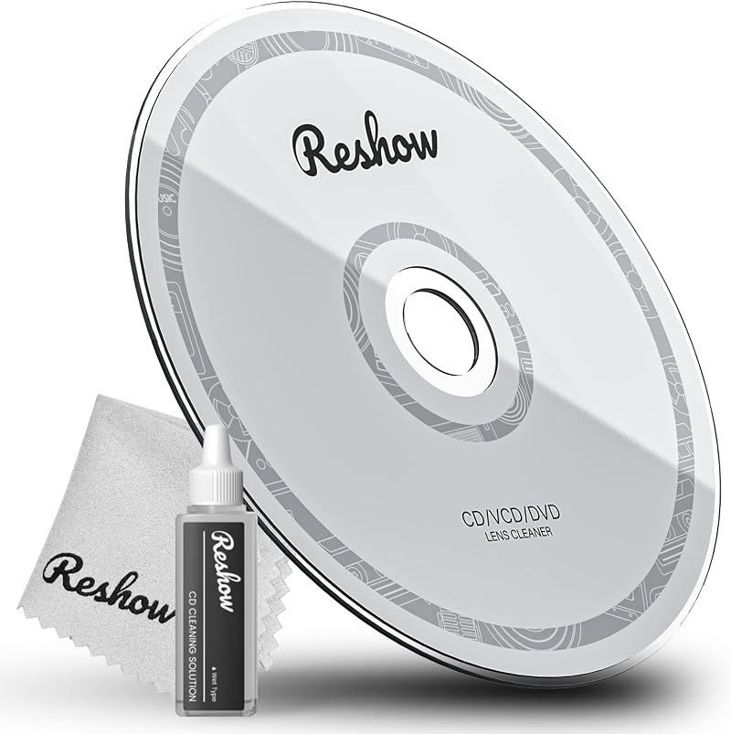 Reshow CD Cleaner Disc Kit with Cleaning Solution & Microfiber Cloth