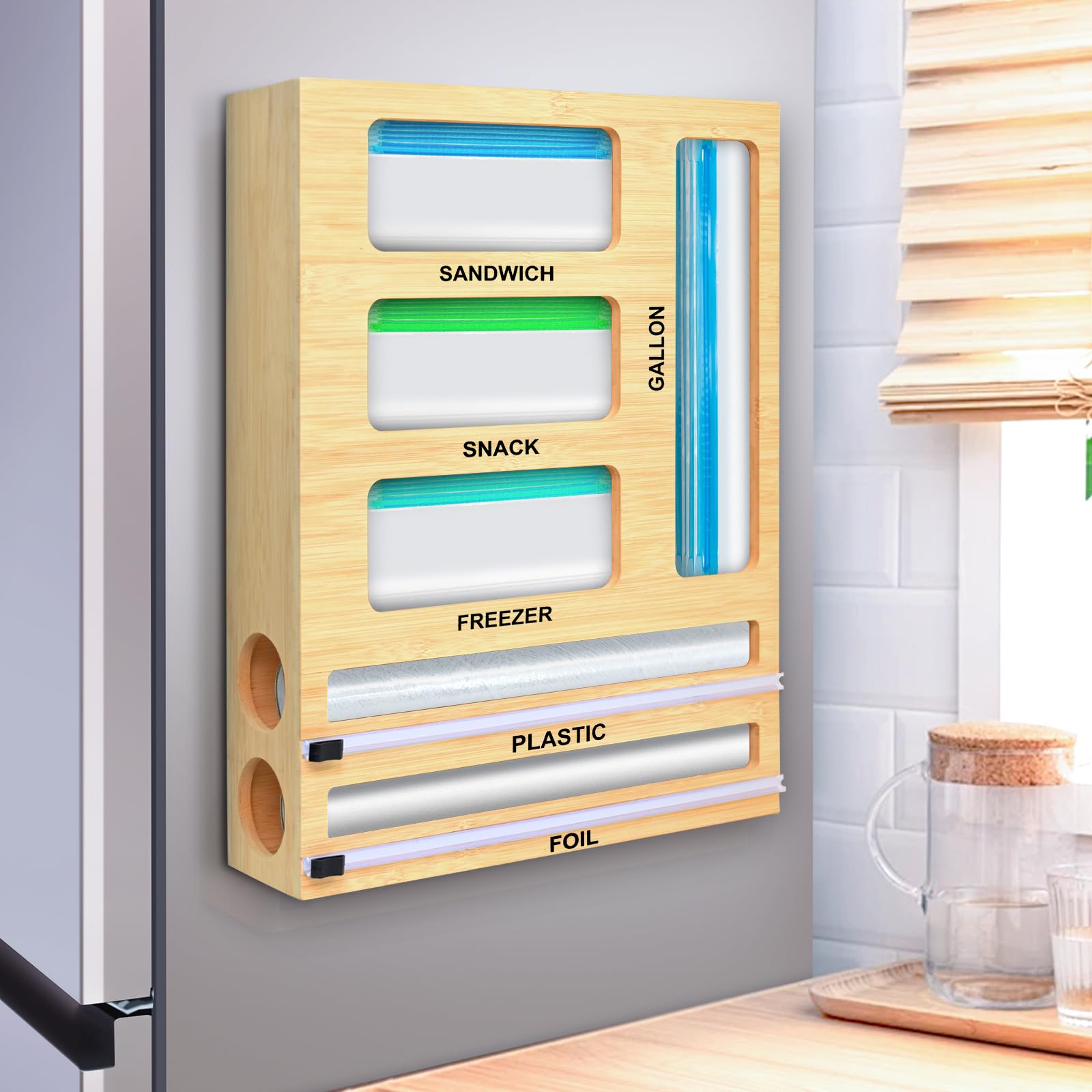 Photo 1 of MSJGA Magnetic Food Bag Storage Organizer for Drawer or Refrigerator, Compatible with Gallon,Quart, Sandwich, Snack & Variety Size Bags