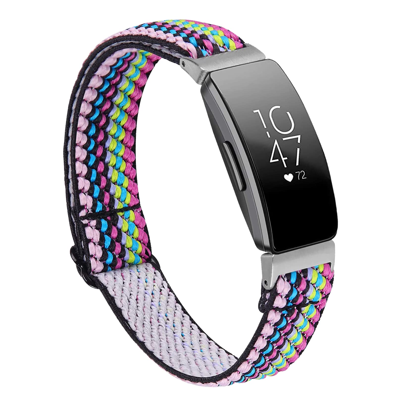 Miimall Sport Strap Compatible with Fitbit Inspire 2/Inspire HR/Inspire, Soft Nylon Elasticity Wristband Slim Skin-Friendly Adjustable Replacement Breathable Band Women Men for Fitbit Luxe-Pink black