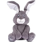 Dimple Milo Bunny Stuffed Animal - Animated Interactive Soft Bunny Plush Toy with Peek-a-Boo Feature and Singing Songs - Perfect Baby Stuffed Animal Gift for Ages 0 and Up, Grey