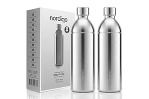 Nordiqo Premium 43 oz Stainless Steel Bottle - Compatible with Aarke Carbonator 3 | Dishwasher Safe | No Expiration Date | Leak Proof | BPA-Free | Extra thick single steel