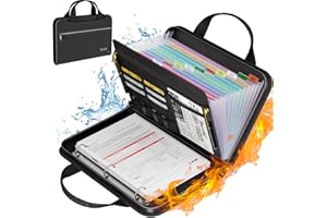 Tamfile Fireproof Accordion File Organizer with Handle, 13 Pocket Expanding File Folder with Zipper & Labels, File Folder with 3 Ring Binder, Multi Pockets Paper Organizer Folder for Letter A4 Files