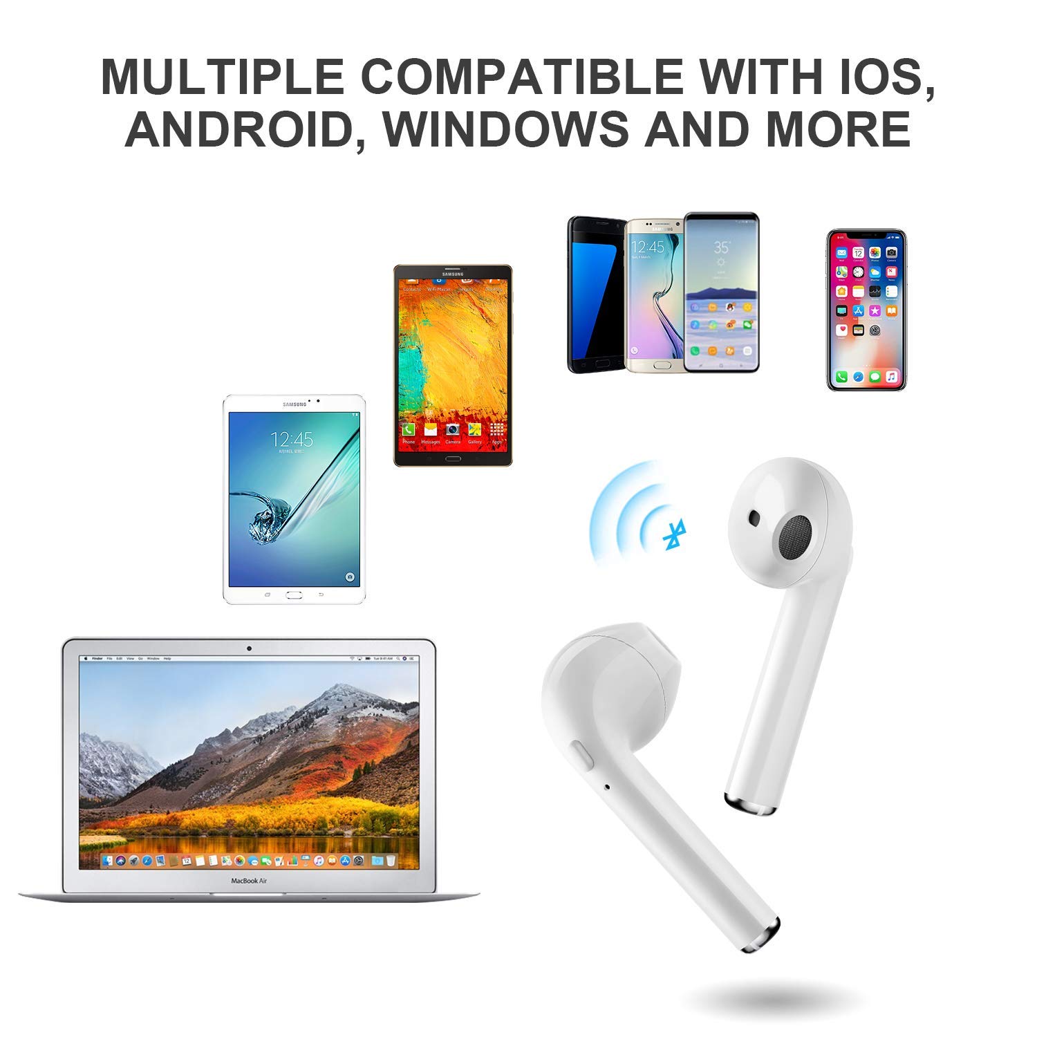 dizauL Wireless Headphones, Wireless Earbuds, Bluetooth Earbuds, Wireless Headsets Stereo In-Ear Earpieces with 2 Built-in Mic Earphone for Smartphones and Tablets