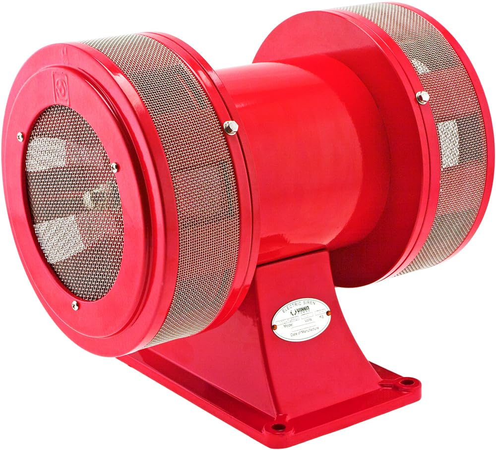 Vixen Horns Extra Loud Air Raid Siren - Industrial Alarm Heavy Duty Electric Motor 120V, Fire Tornado Siren Horn (Omnidirectional, 128 dB, Range 3300 ft)