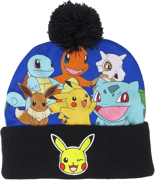 Pokemon Starters Embroidered Pikachu Cuff Beanie Cap Hat One Size