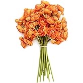 Ling's Moment Ranunculus Artificial Flower, Faux Silk Mini Ranunculus Flowers for DIY Bouquet, Bulk Fake Wedding Filler Flowers for Centerpieces Arrangements Bridal Shower Decorations, Citrus Orange