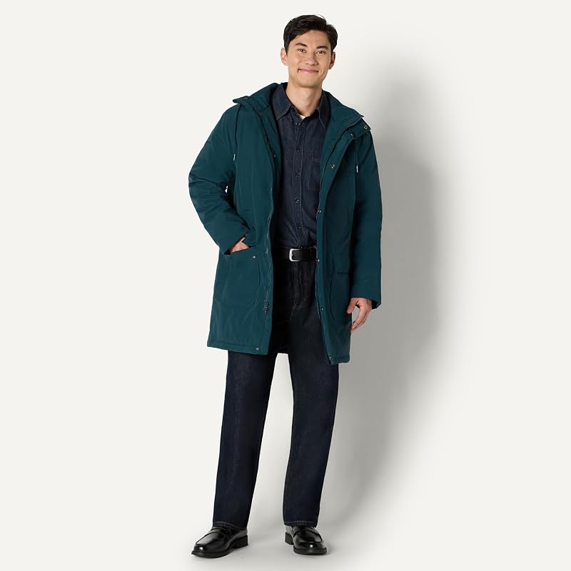 Herren Moderner Oversized Fit Parka Jacke mit Kapuze, Dark Teal Green, M