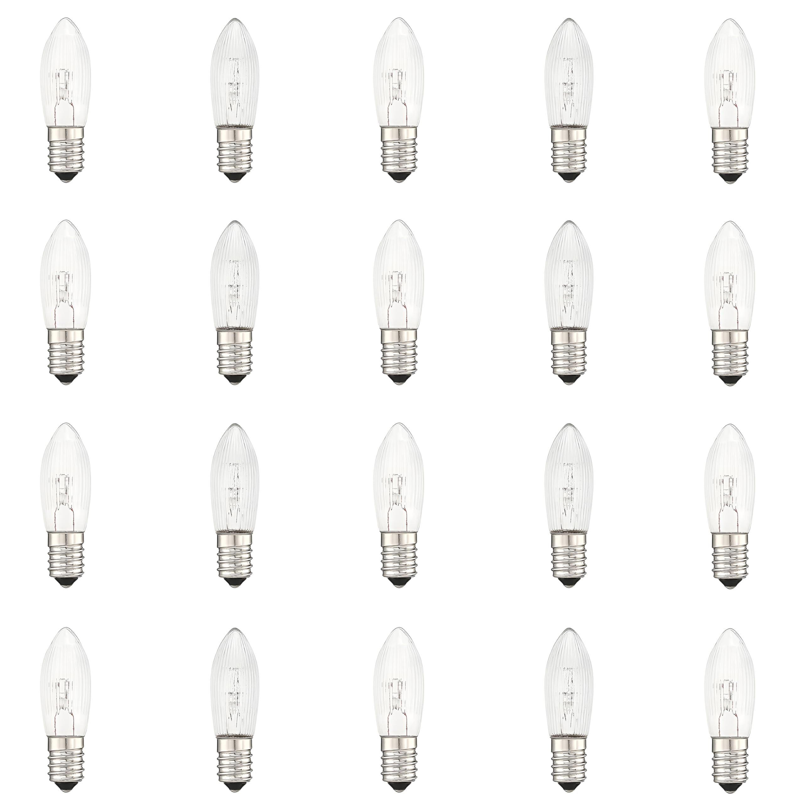 GutReise 20pcs AC E10 Replacement Light Bulbs for Candle Arch,Fairy Lights,Light Chains 12V 23V 34V 48V 55V 3W 2700K (23V)