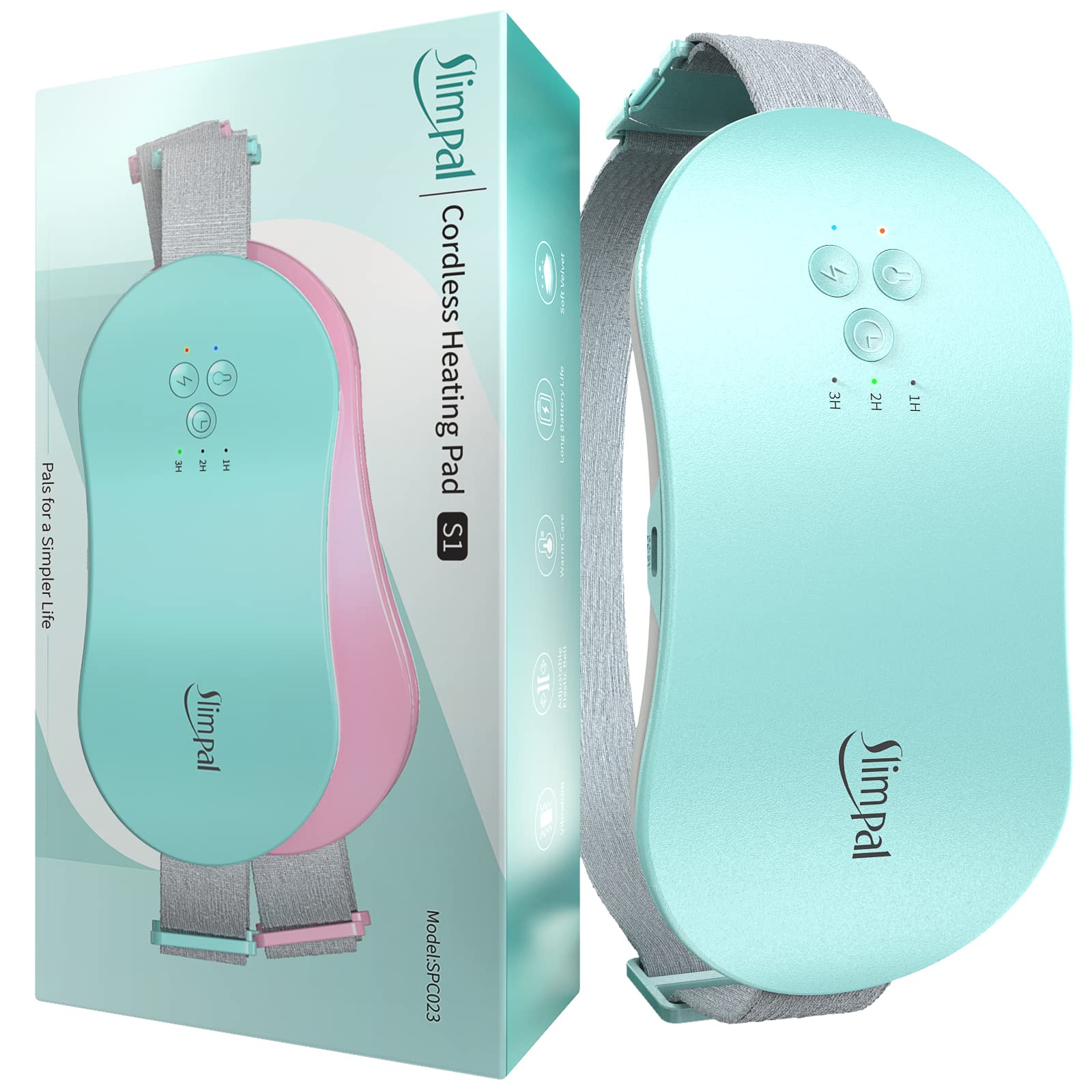 Photo 1 of Slimpal Portable Heating Pad for Period Cramps, FSA HSA Eligible, Cordless Heat Pad for Menstrual Cramps Relief, 3 Timer Auto Off Setting, Electric Heating Belt Gifts for Her Women Girl Wife, Aqua