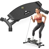 Balance Board for Full Body Workout, Wobble Board with LCD Monitor &amp; Resistance Bands, 300 lbs Capacity Portable Rocker Board for Home Gym, Cardio, Core &amp; Leg Training