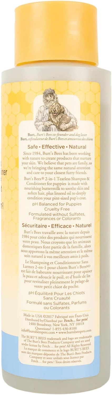 Burts Bees Tearless 2 in 1 Shampoo and Conditioner for Puppies with Buttermilk & Linseed Oil, 473ml, white - Image 4
