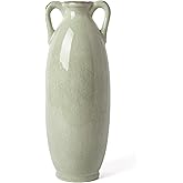 VICTOR & TERESA Green Floor Vase for Pampas Grass, 11'' Tall Vase for Home Decor, Ceramic Farmhouse Decorative Large Vases for Flower, Mantel, Living Room, Shelf, Centerpieces, Gift for Mom