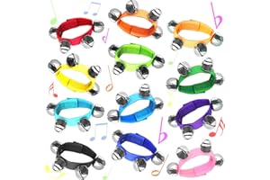 CMAQPW 12 Colors Wrist Band Jingle bells,12 Pieces Wrist Bells Ankle Bells, Musical Rhythm Toys, Rhythm Instrument Percussion Instruments Toy,for Kids,Classroom,Christmas Day,Music class,Party Favors