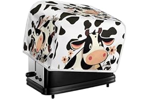Daulesho Cow Print 2 & 4 Slice Toaster Cover, Dairy Cattle Small Appliance Covers, Black White Fits for Most Standard 2 & 4 slice Toasters Cover -S