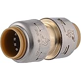 SharkBite Max 1/2 Inch Coupling, Push to Connect Brass Plumbing Fitting, PEX Pipe, Copper, CPVC, PE-RT, HDPE, UR008A