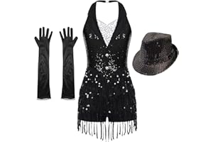 HULIJA Women Sexy Tuxedo Bodysuit Outfits Fringe Latin Dance Leotard With Gloves Hat Ballroom Dance Tops
