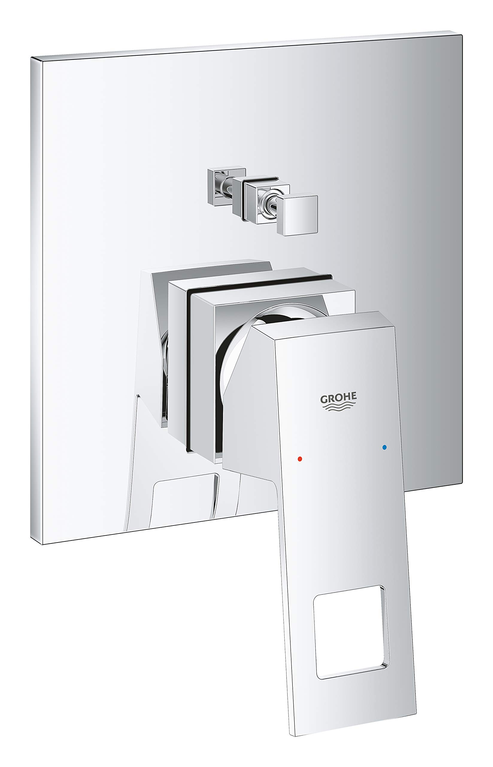 GROHE Eurocube Single-Lever Shower/Bath Mixer Trim Set, 2-Way Diverter, Concealed Installation, Chrome, 24062000