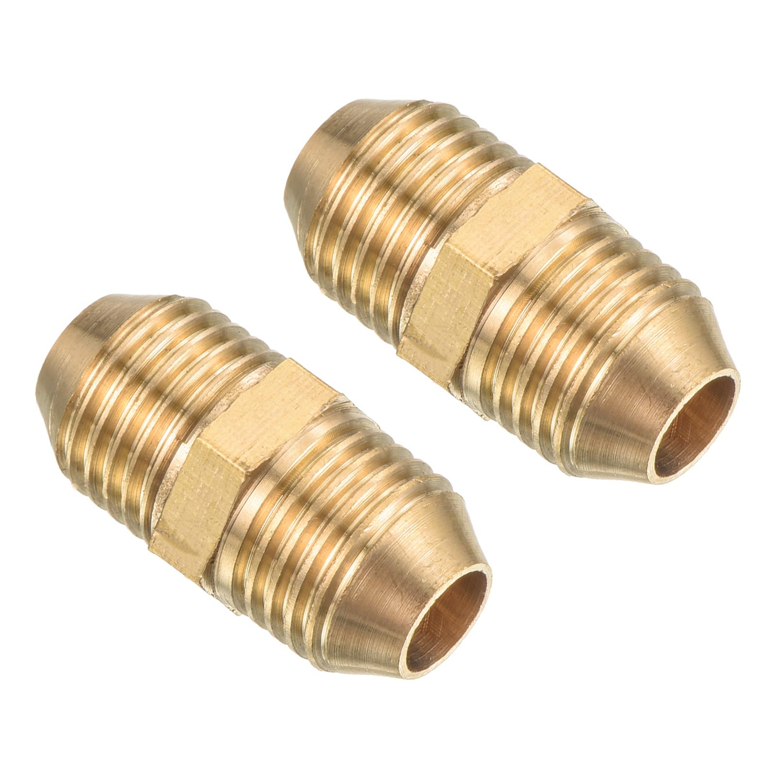 PATIKIL Pipe Fitting, 2 Pack M14 to M14 Male Thread Hex Extension Connector Adapter 1.1 Inch for Garden Water Pipes, Gold