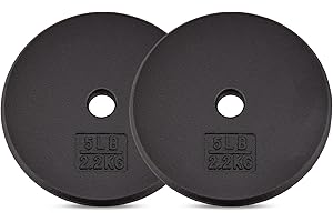 Yes4All Standard 1" Cast Iron Weight Plate - Ideal for Strength Training - Multiple Weight: 5LB to 25LB (Single & Set of 4)