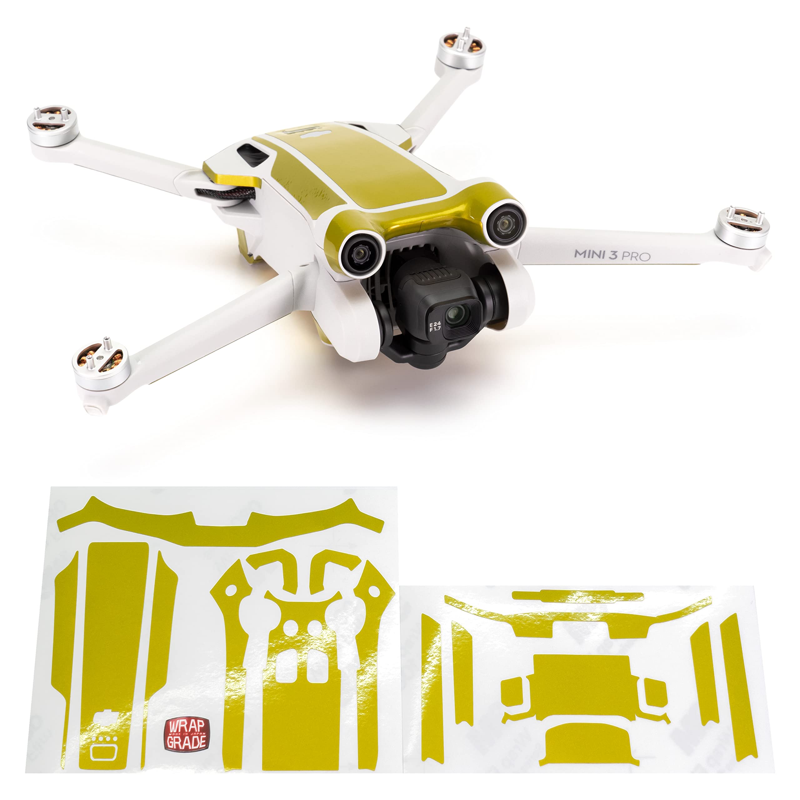WRAPGRADE Skin Stickers compatible with DJI Mini 3 Pro | Accent Color (LIMONCINO YELLOW) — image 1