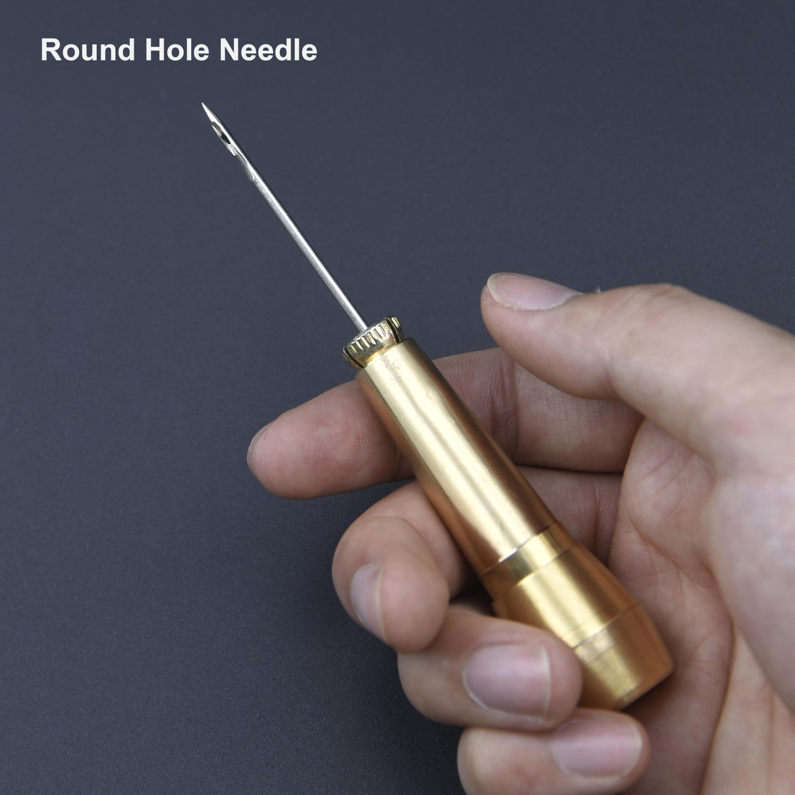 abolius 2 Pcs Leather Sewing Awl Needle with Copper Handle, Sewing Awl Hand Stitcher Shoe Repair Tool Kit, Leather Craft Needle Kit Shoe Repair Tool with 6 Needles