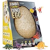Dan&Darci Jumbo Dino Easter Egg - Unearth 12 Unique Large Surprise Dinosaurs in One Giant Filled Egg -Easter Gifts for Kids - Discover Dinosaur Archaeology Science STEM Crafts Gifts for Boys & Girls