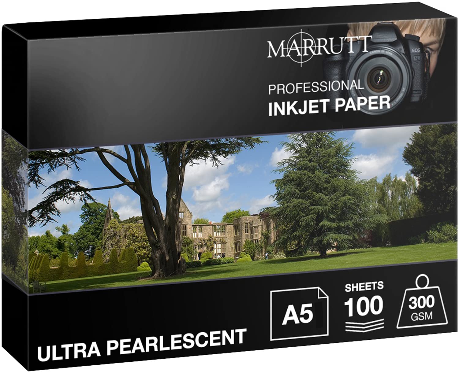 Marrutt 300gsm Ultra Pearlescent Hi-White Inkjet Photo Paper: A5-100 Sheets