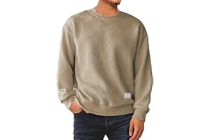 JMIERR Men's Casual Sweatshirt Crewneck Geometric Texture Pullovers Long Sleeve Basic Outdoor Sweaters