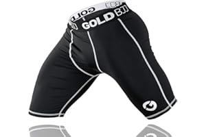 Gold BJJ Jiu Jitsu Compression Shorts - Base Layer for Gi and No-Gi Grappling - Martial Arts Short