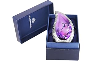 NANIURN Small Urns for Human Ashes Keepsake, Mini Urn for Ashes for Women & Men, Decorative Teardrop, Hummingbird & Purple Fl