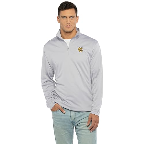 Vantage Apparel Men's Collegiate Micro Mesh Performance Gray 1/4 Zip Pullover, Kennesaw State Owls, 3X-Large