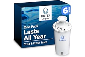 Brita Standard Water Filter for Pitchers and Dispensers, Reduces Copper, Cadmium and Mercury Impurities, Lasts Two Months or 40 Gallons, Includes 6 Filters for Pitchers