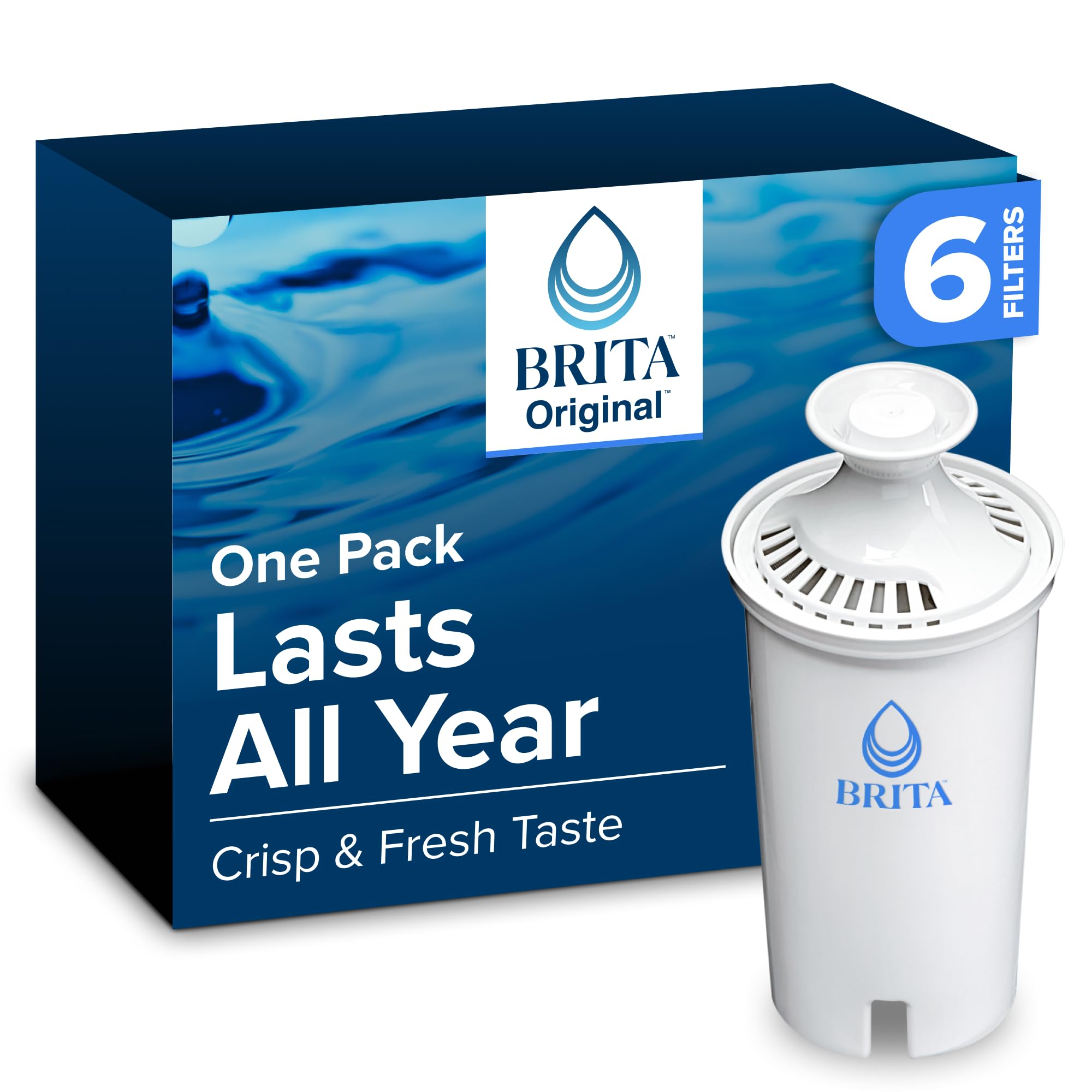 Photo 1 of Brita Standard Water Filter for Pitchers and Dispensers, Reduces Copper, Cadmium and Mercury Impurities, Lasts Two Months or 40 Gallons, Includes 6 Filters for Pitchers