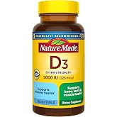 Nature Made Vitamin D3 5000 IU (125 mcg), 360 Vitamin D Softgels | Extra Strength Vitamin D Supplement for Immune, Bone, Teeth and Muscle Health Support, 360 Day Supply