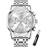 Taxau Mens Watches Dress Waterproof Analog Watches Stainless Steel Luxury Minimalist Men's Wrist Watch with Date Big Face Luminous Pointers & Scales relojes para Hombres