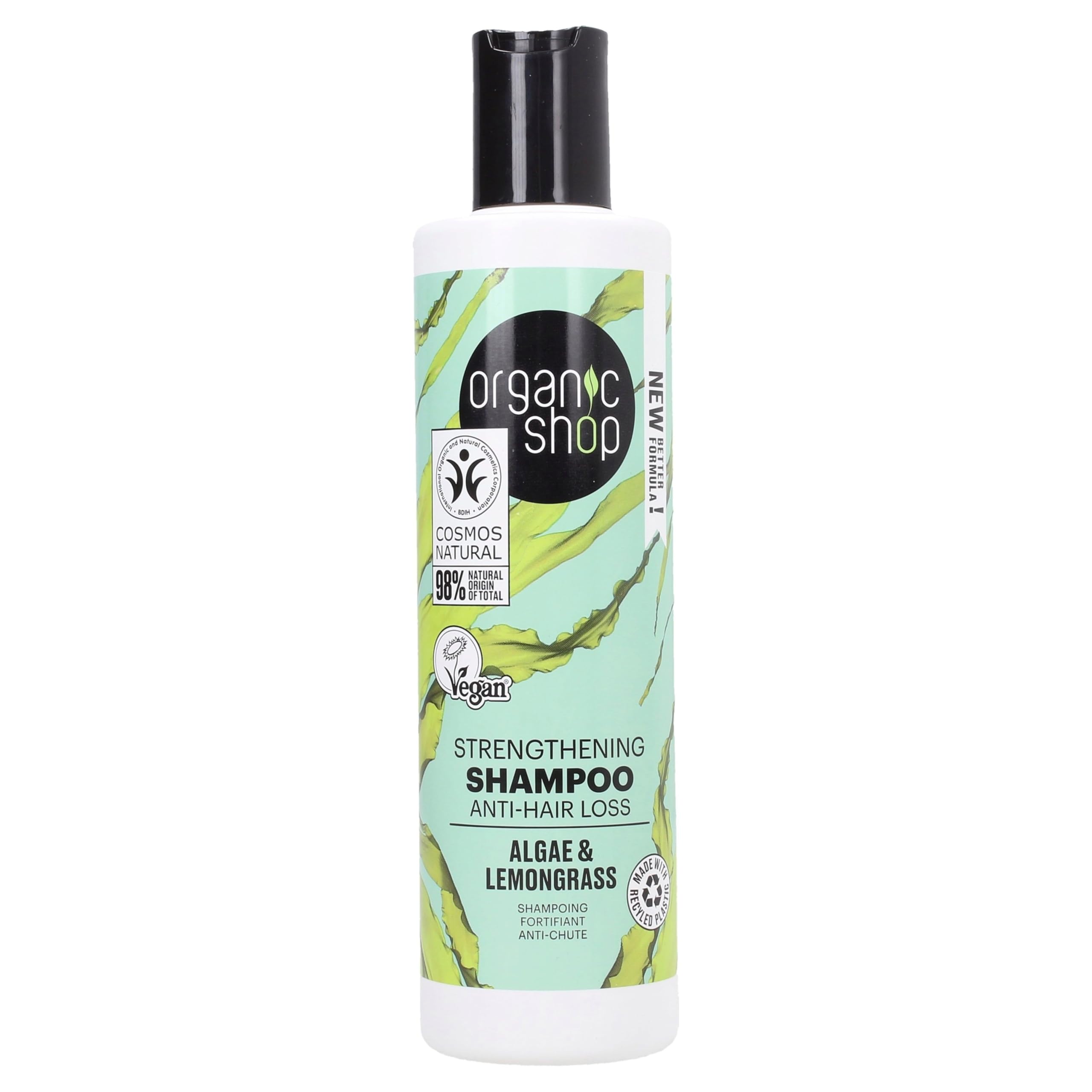 Organic Shop Anti Hair-Loss Strengthening Shampoo Algae and Lemongrass, 280 ml