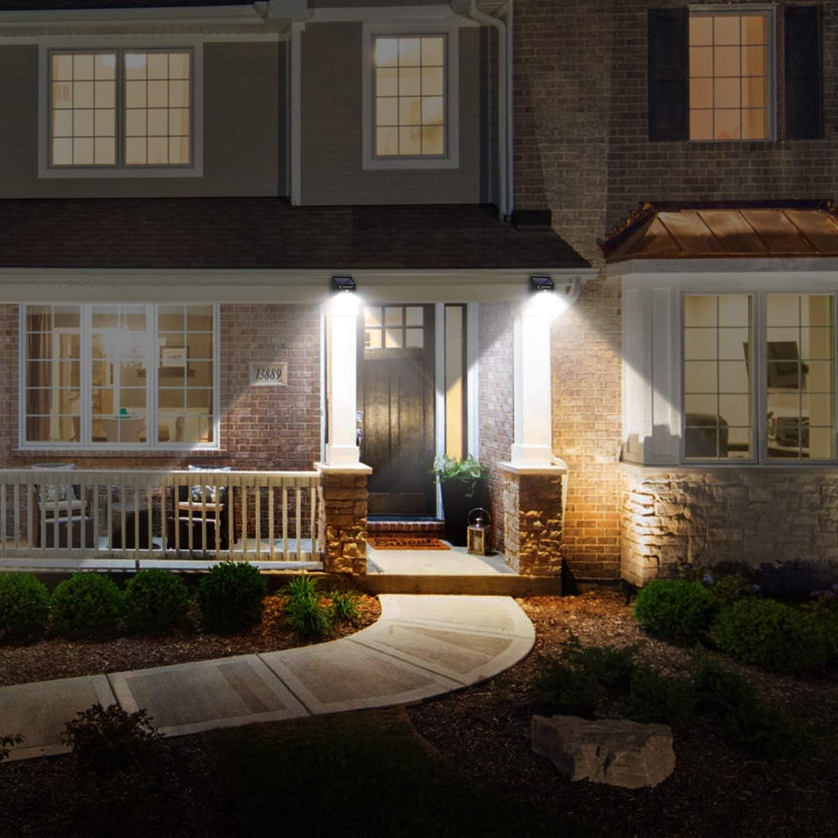 URPOWER Solar Lights Wireless Waterproof Motion Sensor Outdoor Light for Patio, Deck, Yard, Garden with Motion Activated Auto On/Off (4-Pack) - - 