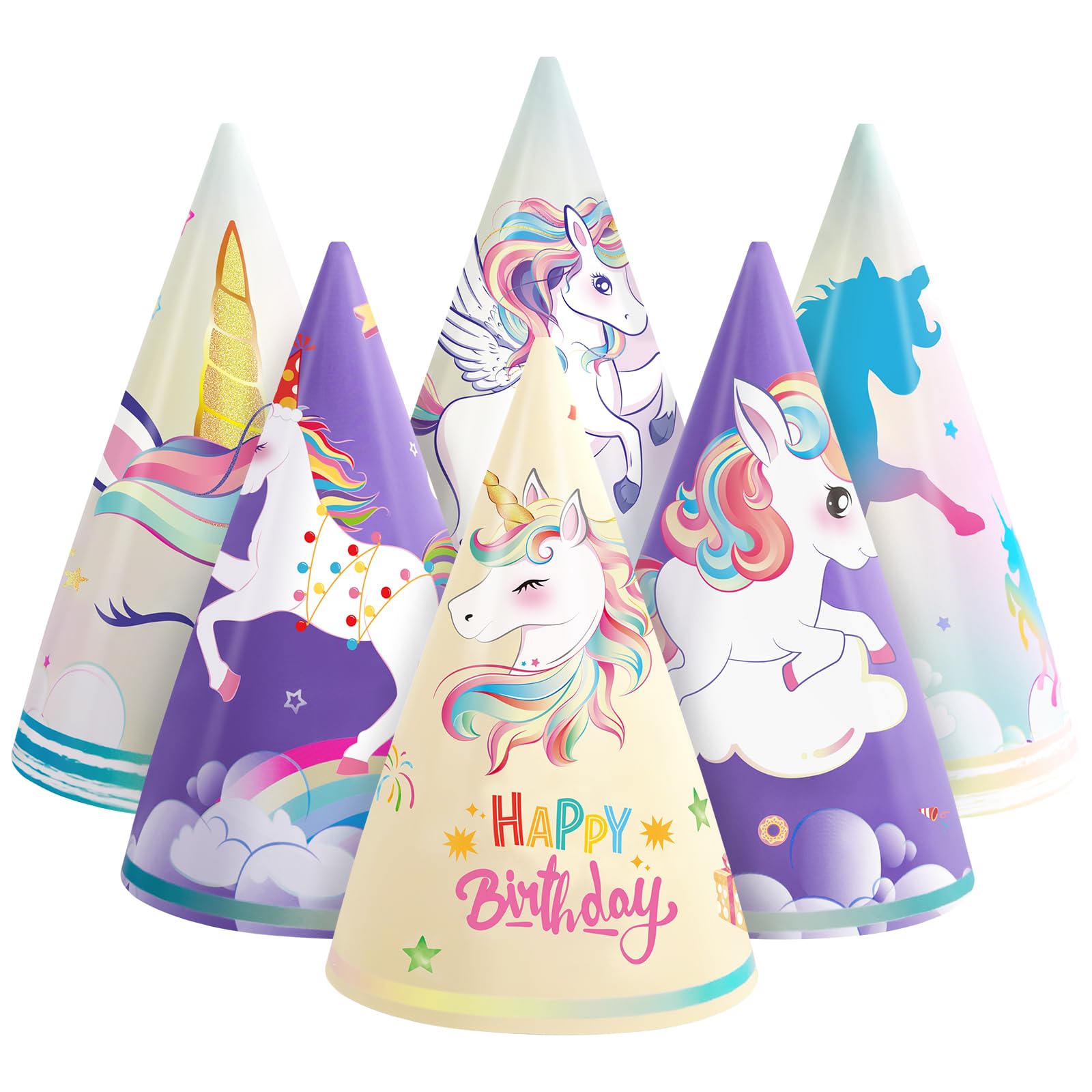 Photo 1 of WERNNSAI 12 Pcs Unicorn Party Hats - Unicorn Birthday Decorations Rainbow Party Hats Princess Dress up Party Decorations for Kids Girls Birthday Baby Shower