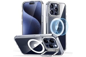 ESR for iPhone 15 Pro Max Case, Compatible with MagSafe, Military-Grade Protective Case, Built-in Stash Stand Phone Case, Scratch-Resistant Back Cover, Classic Series, Clear