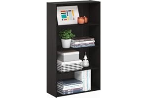 Furinno PASIR Book Shelf, 4-Tier Bookshelf, Bookcase, 9.4" x 23.6" x 41.7", for Living Room, Bedroom, Home Office, Espresso