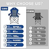 EVER ADVANCED Folding Camping Chair 160kg High Back Cup Holder Side Pockets view 6