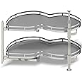 Blind Corner Cabinet Pull Out Organizer, Soft Close Swing Left Pull Out Cabinet Organizer 26 inch, Corner Cabinet Lazy Susan for Cabinet Blind Shelf, 2 Tiers Tray, Adjustable Height