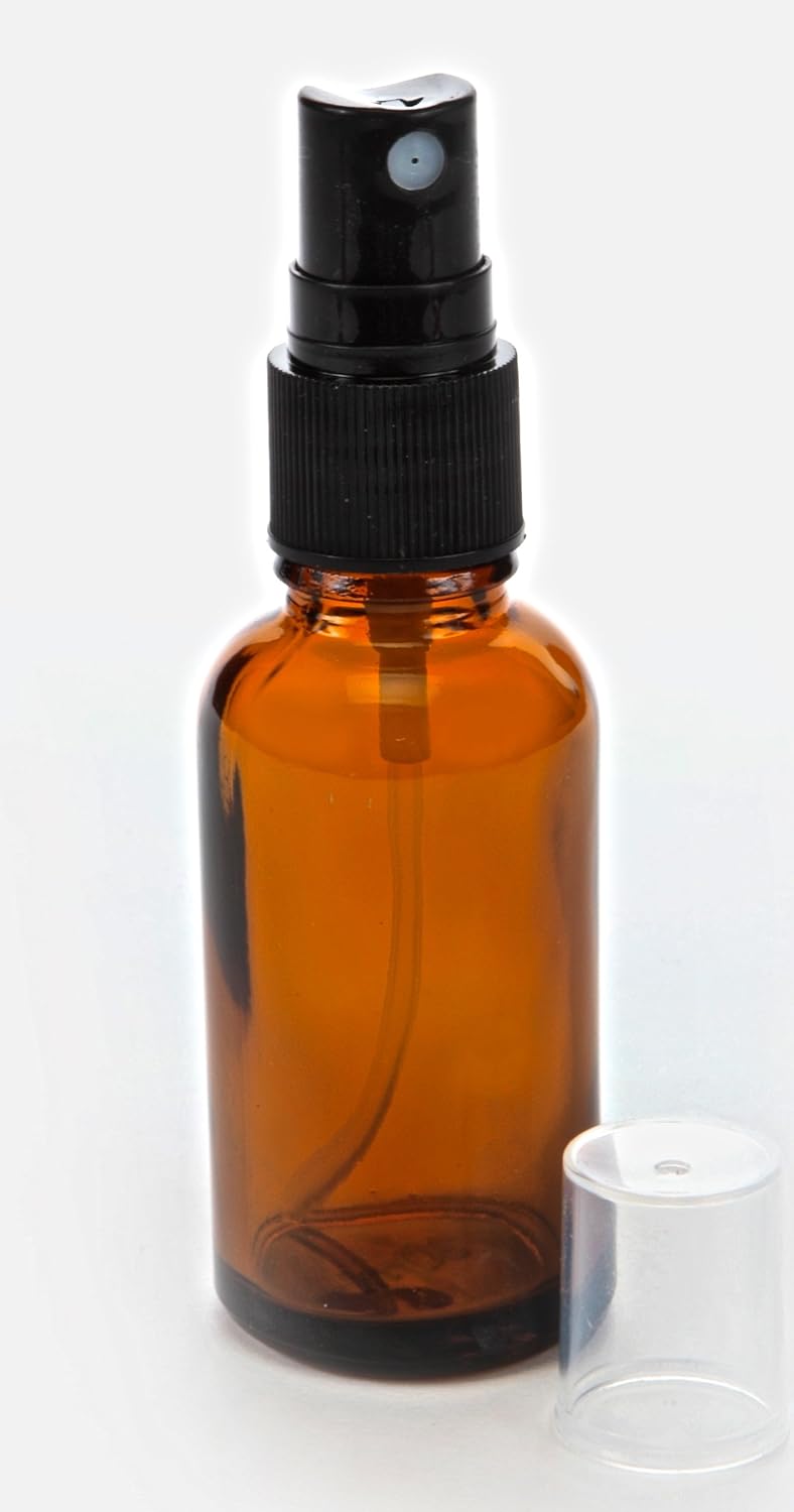 12, Amber, 1 oz Glass Bottles, with Black Fine Mist Sprayers: Industrial & Scientific