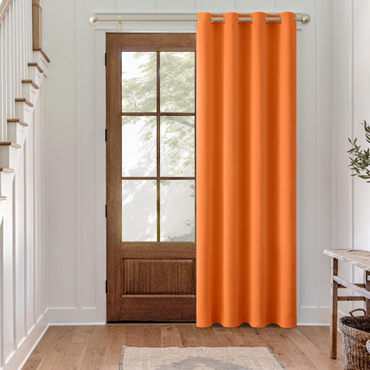 MIULEE Blackout Curtain for Living Room, Super Soft Black Out Curtain with Eyelet, Thermal Insulated Room Darkening Window Drape for Bedroom W55 X L102 inch Orange, 1 Panel
