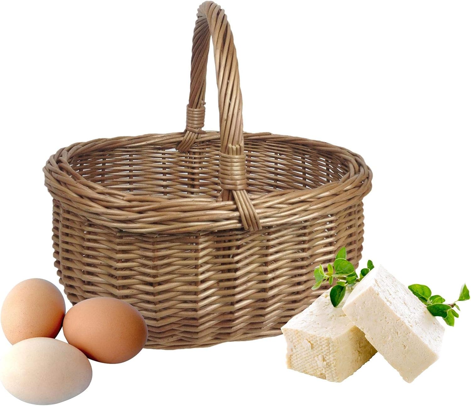 Wrenbury Wicker Basket Shopping Basket Small Willow Oval Deluxe