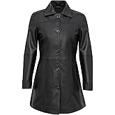 UrbanFocal Classic Turn Down Collar Vintage Style Leather Coat For Women - Real Lambskin Outerwear Leather Jacket Women