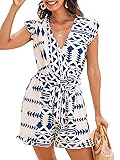 CUPSHE Women's Romper V Neck Short flutter Sleeves