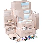 Veken 8 Set Packing Cubes for Travel Essentials,Anti-Wrinkle Buckled Suitcase Organizer for Shoe & Toiletry Bag,Carry On Lugg