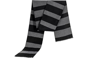 Eybila Adult Costume Accessories Mens Winter Knitted Scarf Black and Grey Striped Halloween Cosplay Party Supplies